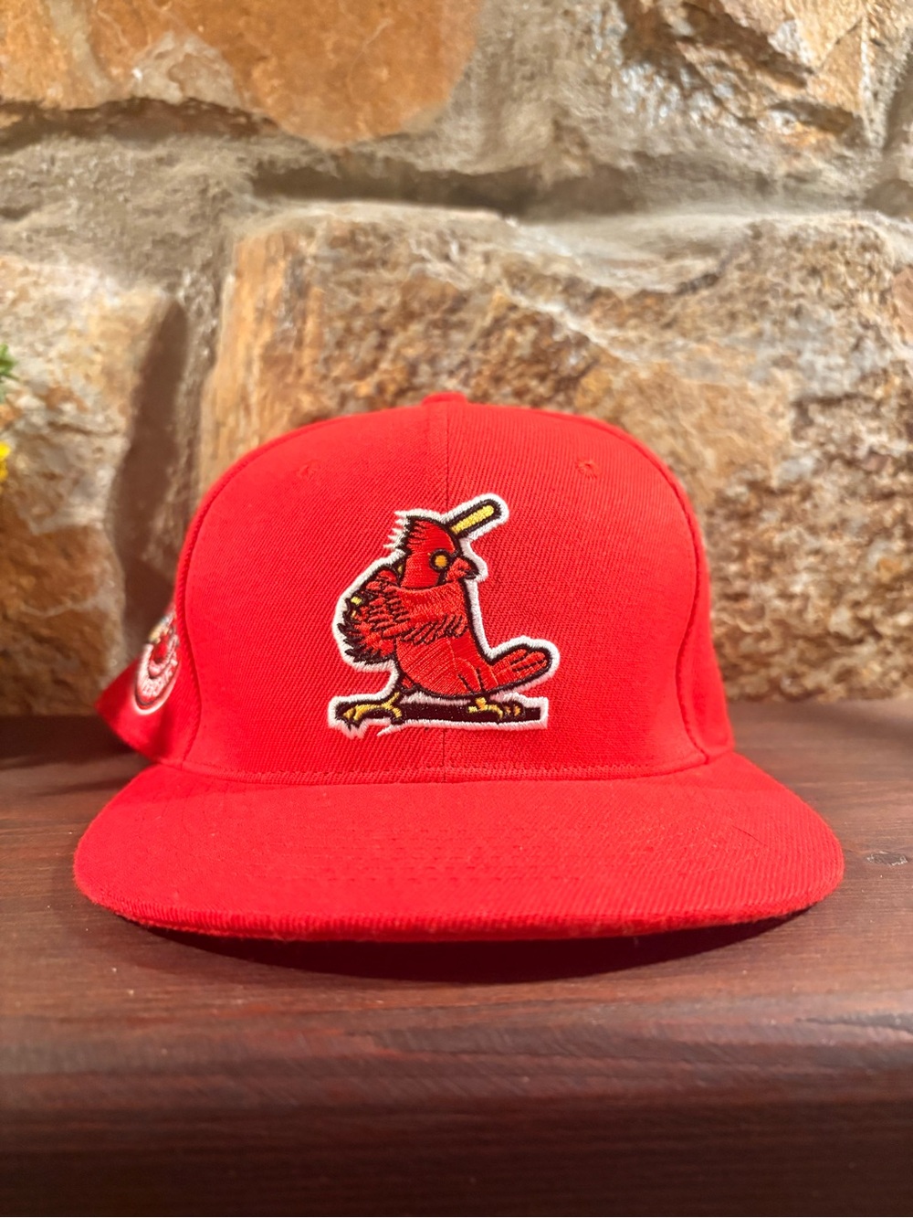 Red Baseball Cap with Embroidered Cardinal Logo